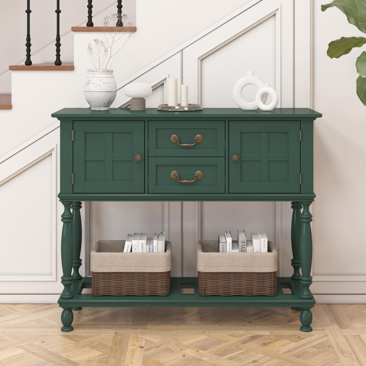 42 inch Entryway Table with Drawers, Farmhouse Console Table
