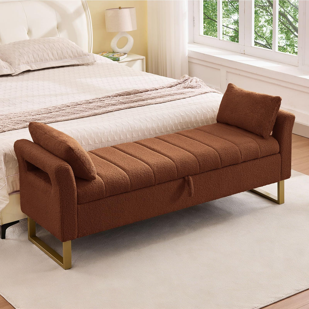 66" King Size Storage Bench for Bedroom End of Bed Benches with Storage