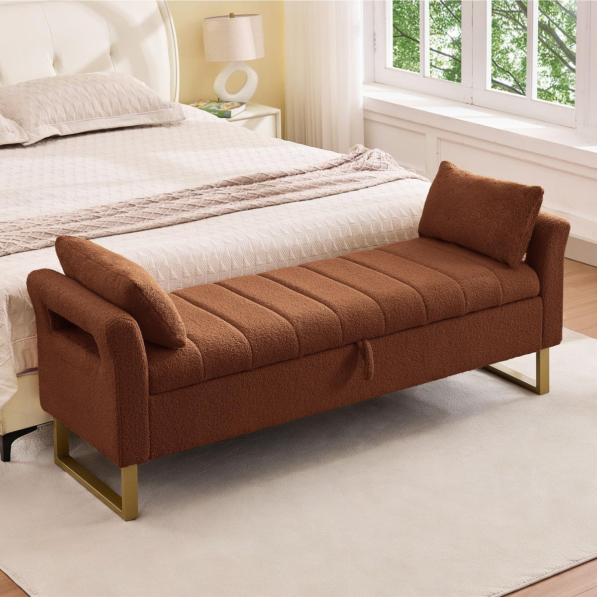 66" King Size Storage Bench for Bedroom End of Bed Benches with Storage