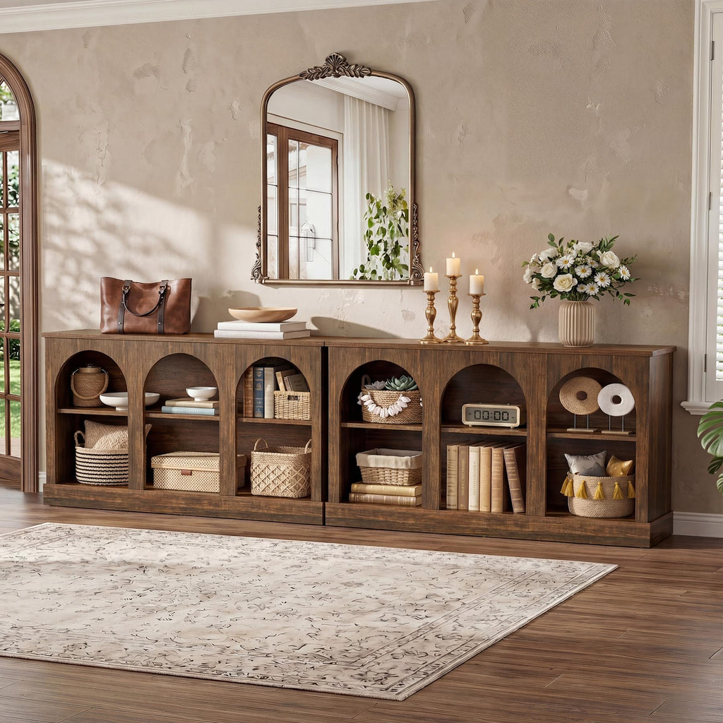 Tribesigns Black Console Table with Storage, 63" Long Arched Entryway Table