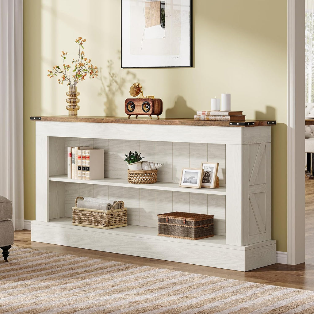 Tribesigns 63" Console Table, 3-Tier Entryway Table with Storage Shelves