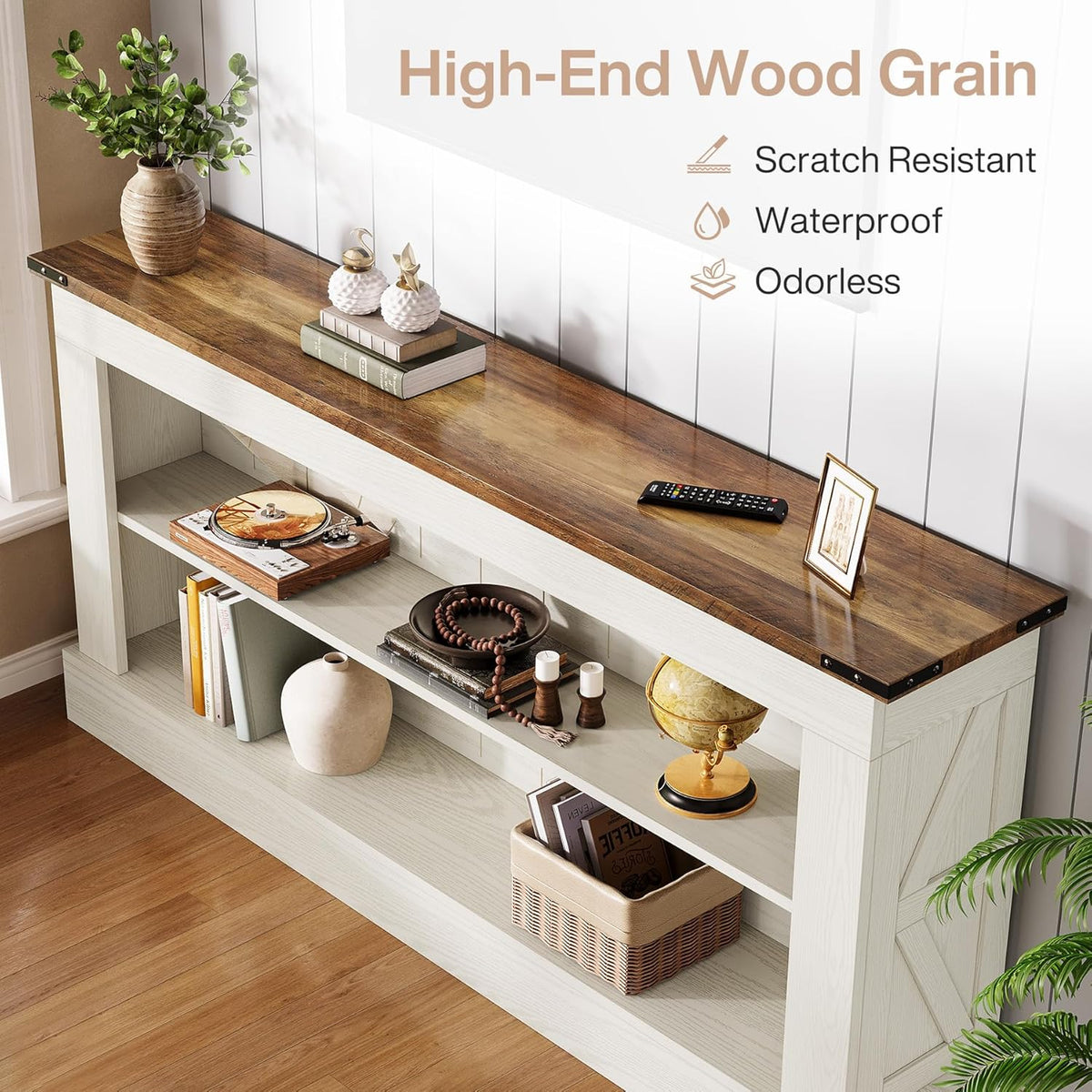 Tribesigns 63" Console Table, 3-Tier Entryway Table with Storage Shelves