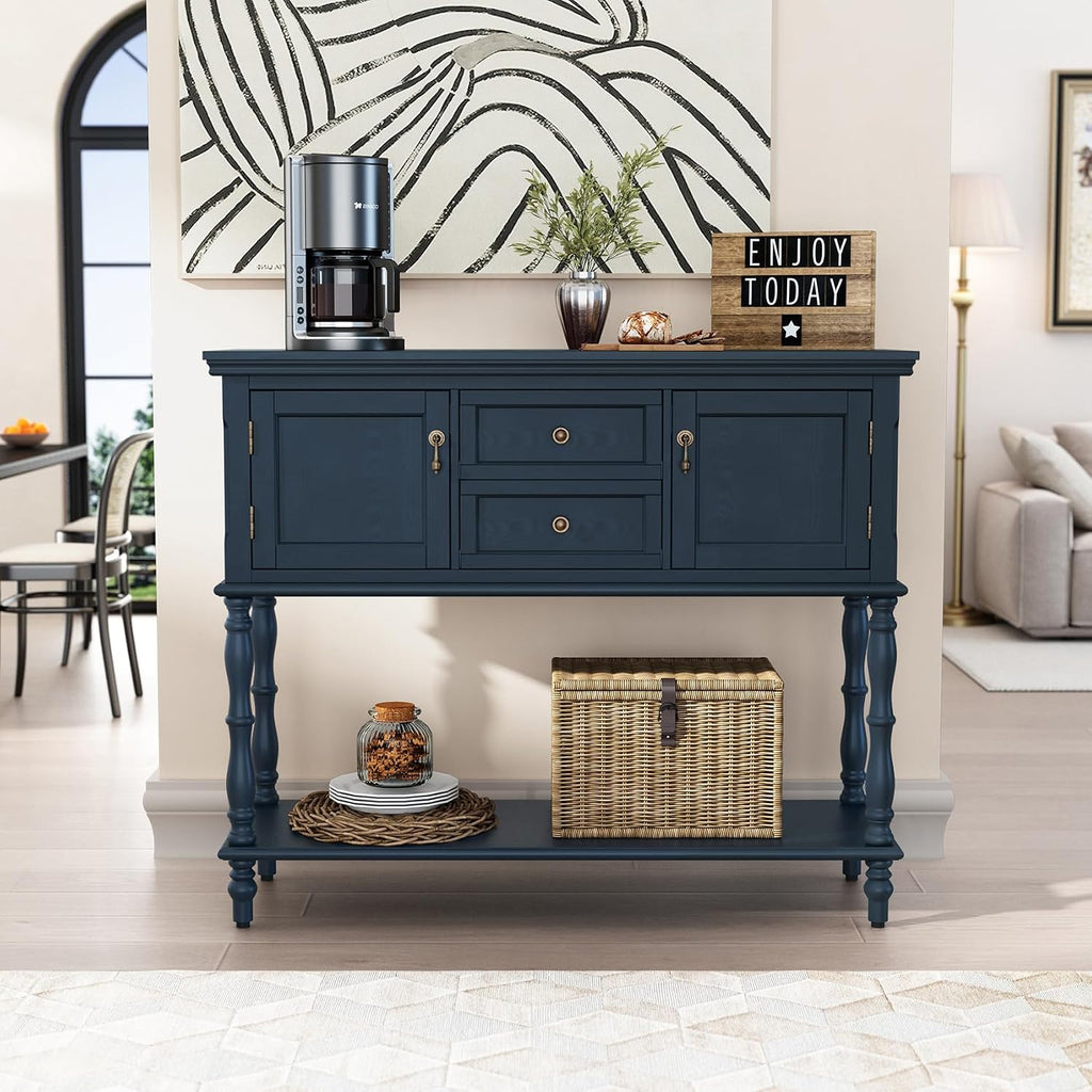 ARTPOWER Console Table with 2 Drawers, Retro Entryway Table with 2 Door