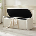 VKNOW Storage Bench, Upholstered Storage Ottoman Bench with Hinge, Khaki