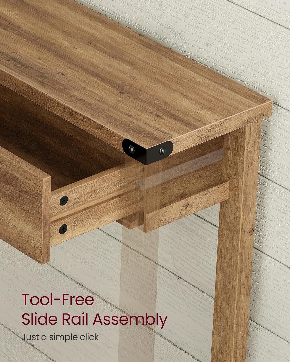 VASAGLE 47.2" Narrow Console Table with 3 Drawers and Open Storage Shelf
