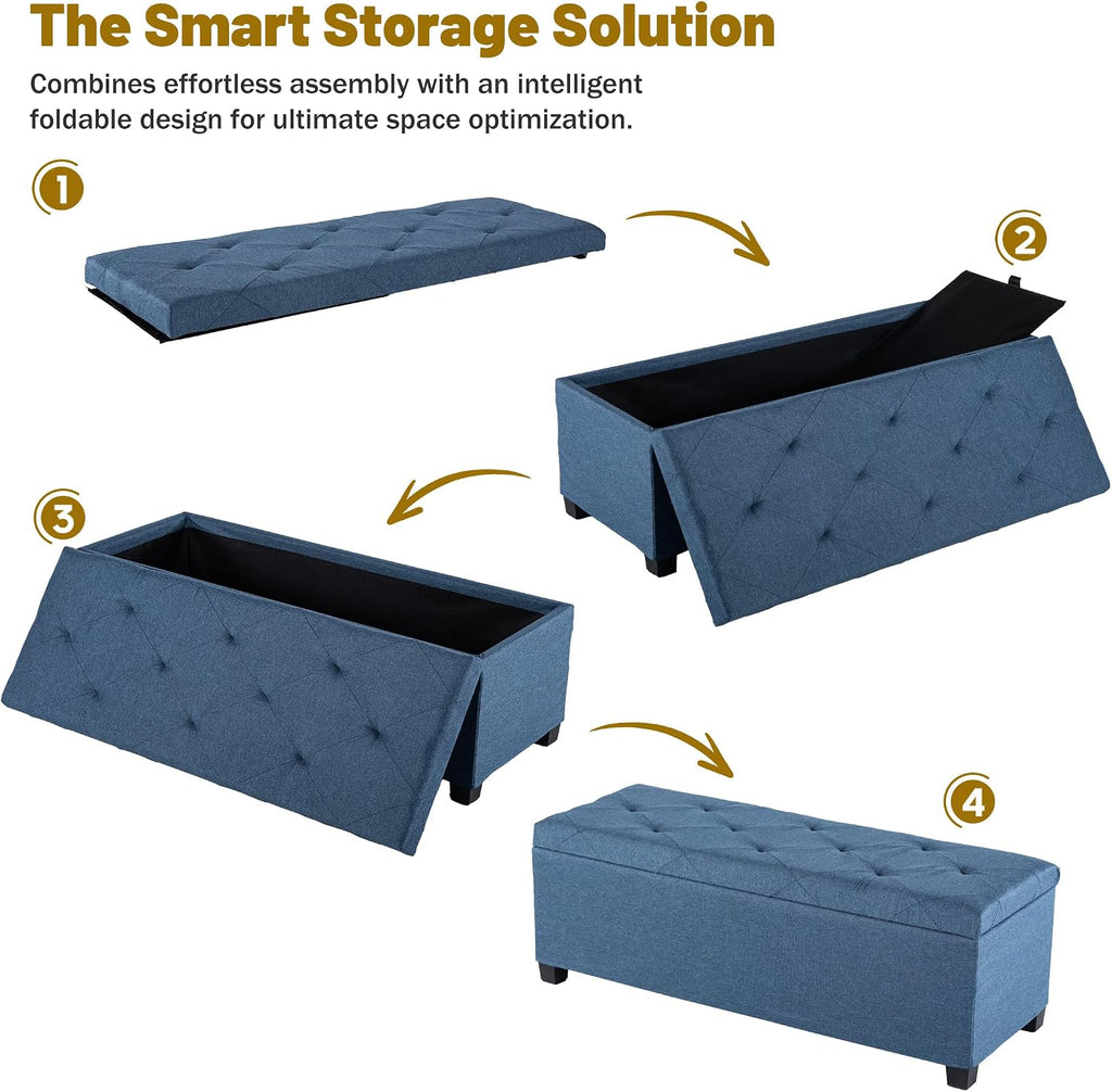 DUMOS Storage Ottoman Bench, 43.3 Inch End of Bed Bench for Living Room