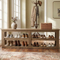 Tribesigns 70.87”Extra Long Entryway Shoe Bench with 3-Tier Storage Shelves