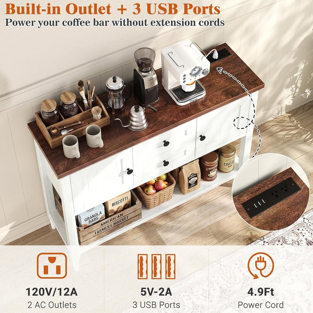 Unikito 41.7" Console Table with Outlets, Farmhouse Entryway Table