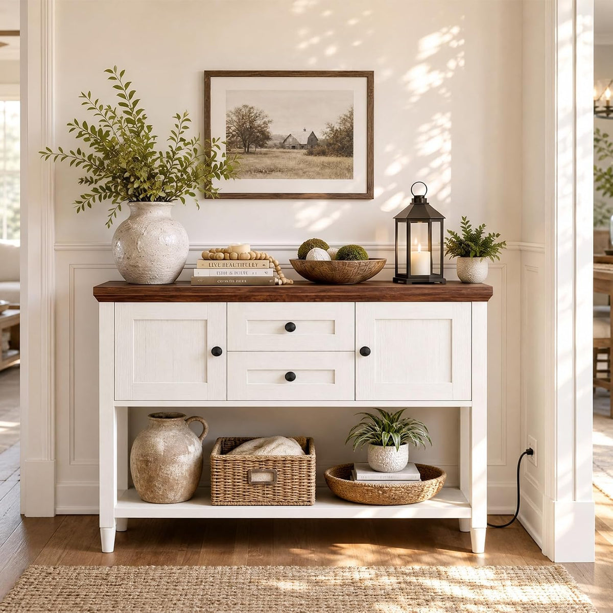 Unikito 41.7" Console Table with Outlets, Farmhouse Entryway Table