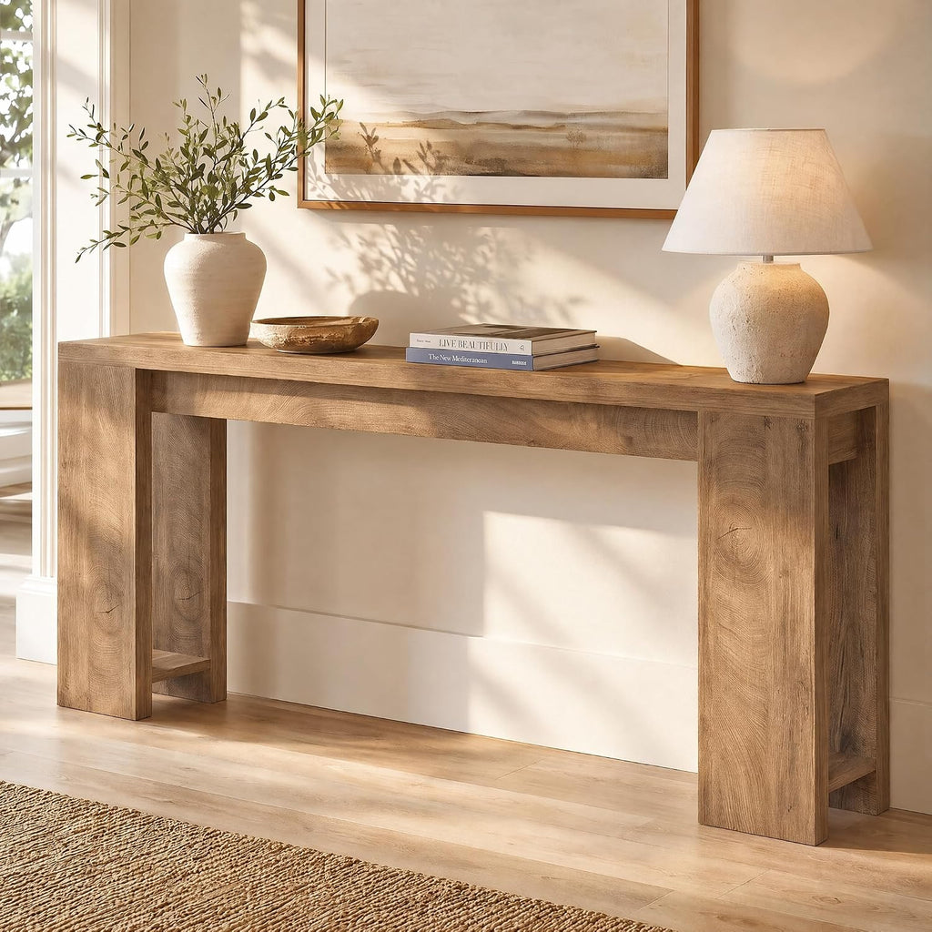 Tribesigns 70.9-Inch Console Table, Farmhouse Sofa Table Behind Couch, Narrow Entryway Table for Living Room, Hallway, Foyer, Light Brown