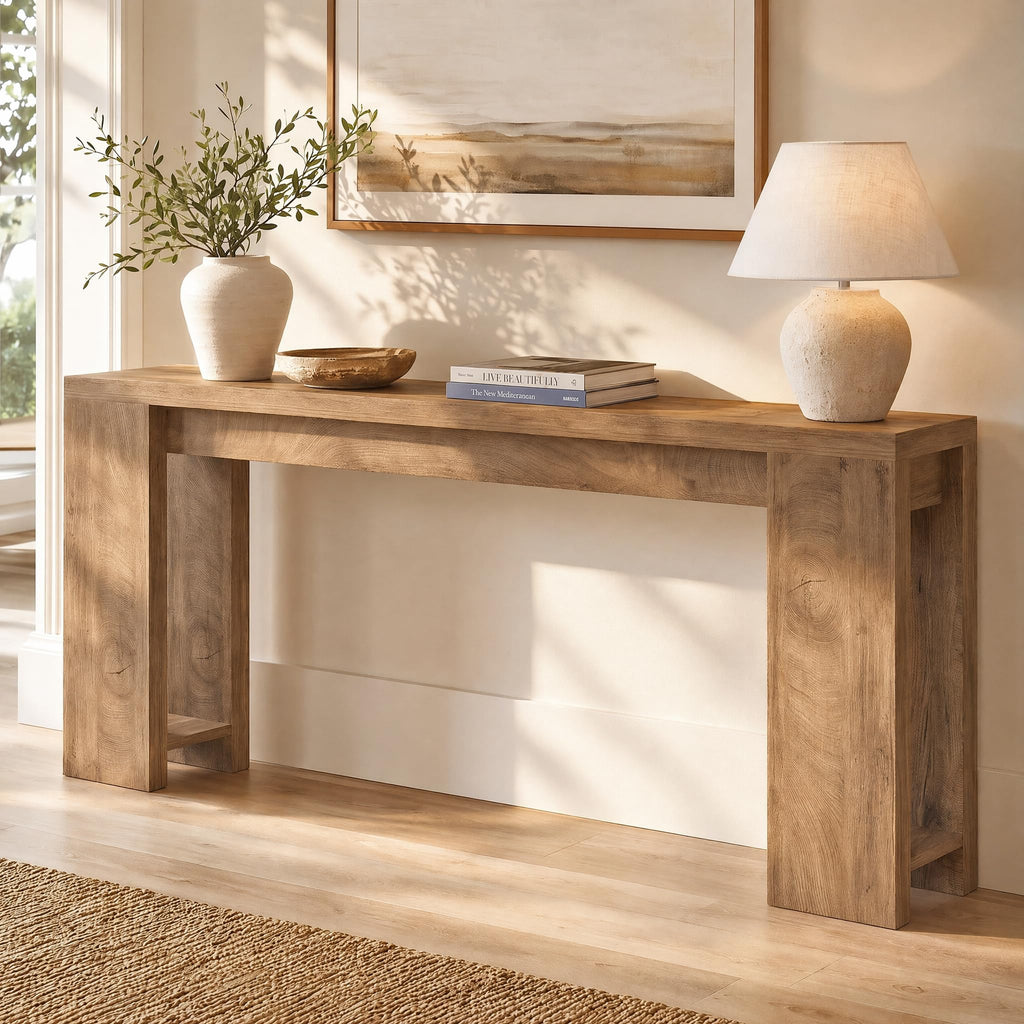 Tribesigns 70.9-Inch Console Table, Farmhouse Sofa Table Behind Couch, Narrow Entryway Table for Living Room, Hallway, Foyer, Light Brown
