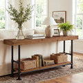 Solid Wood Entryway Table with Storage Shelf, 63 Inch