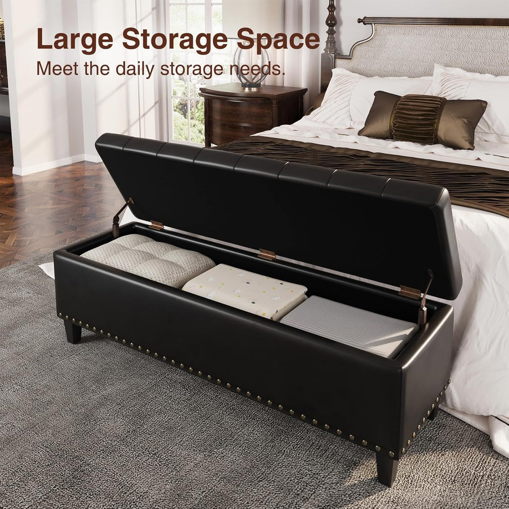 FiveWillowise 51 Inch Storage Ottoman Bench,Large End of Bed Storage Bench