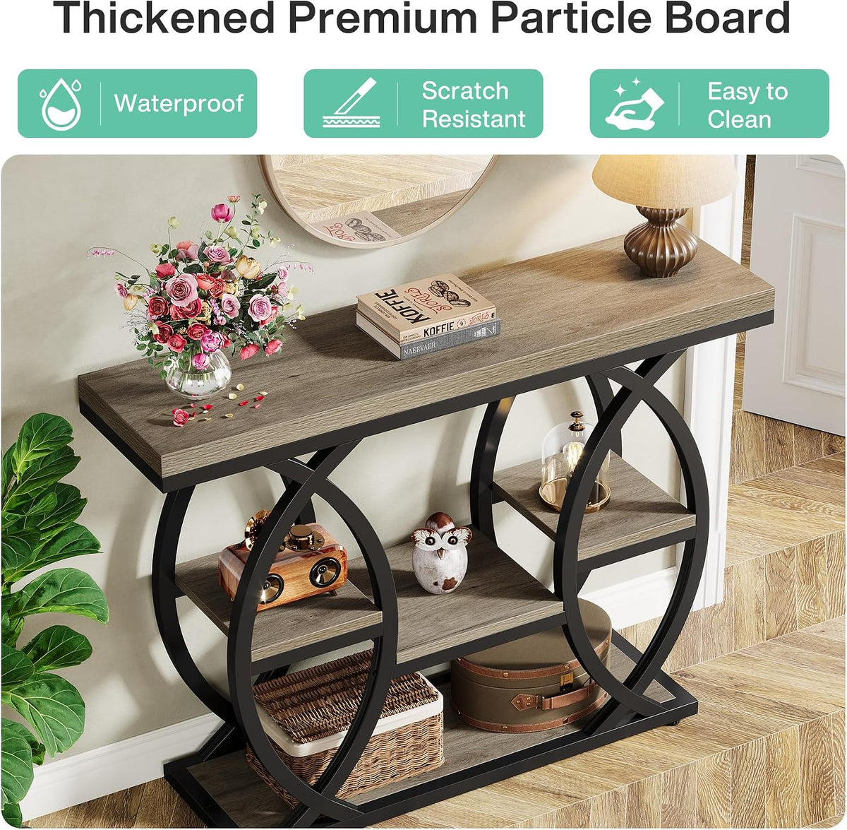 Tribesigns 39.4" Console Table, 4-Tier Sofa Table, Accent Tables, Grey