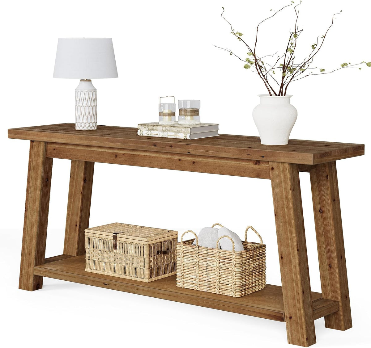 LITTLE TREE 70.9" Solid Wood Console Table for Entryway