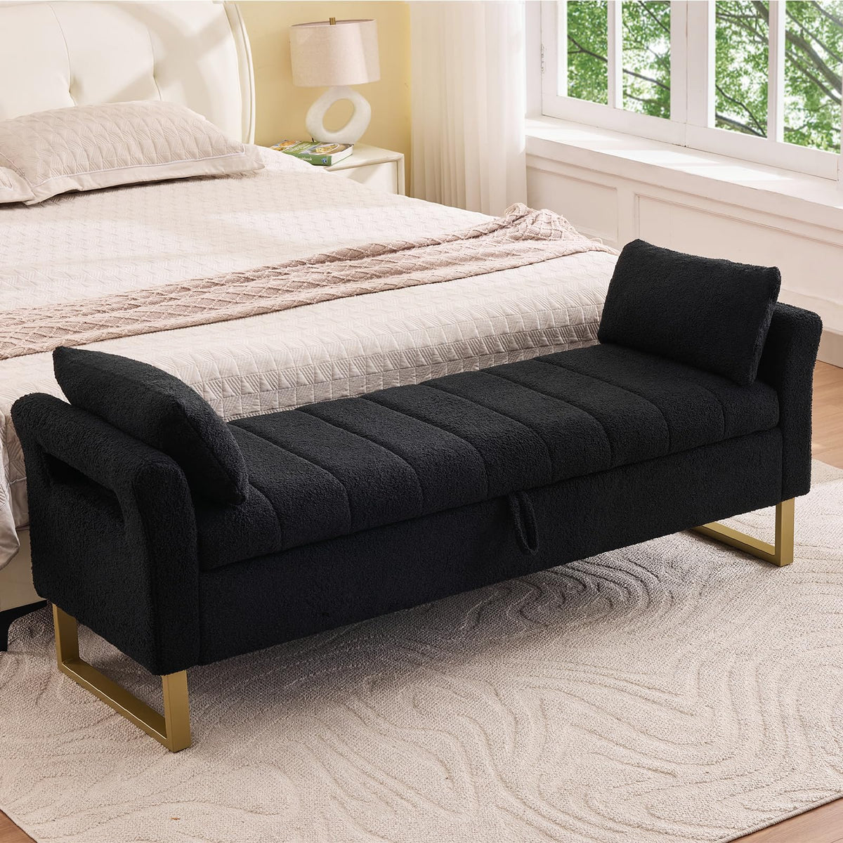 66" King Size Storage Bench for Bedroom End of Bed Benches with Storage