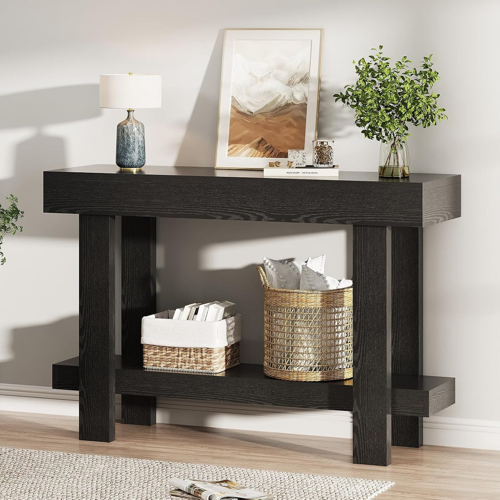 Console Table for Entryway, 47.2" Narrow Farmhouse Sofa Table Black