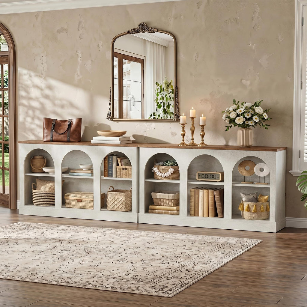 Tribesigns Black Console Table with Storage, 63" Long Arched Entryway Table