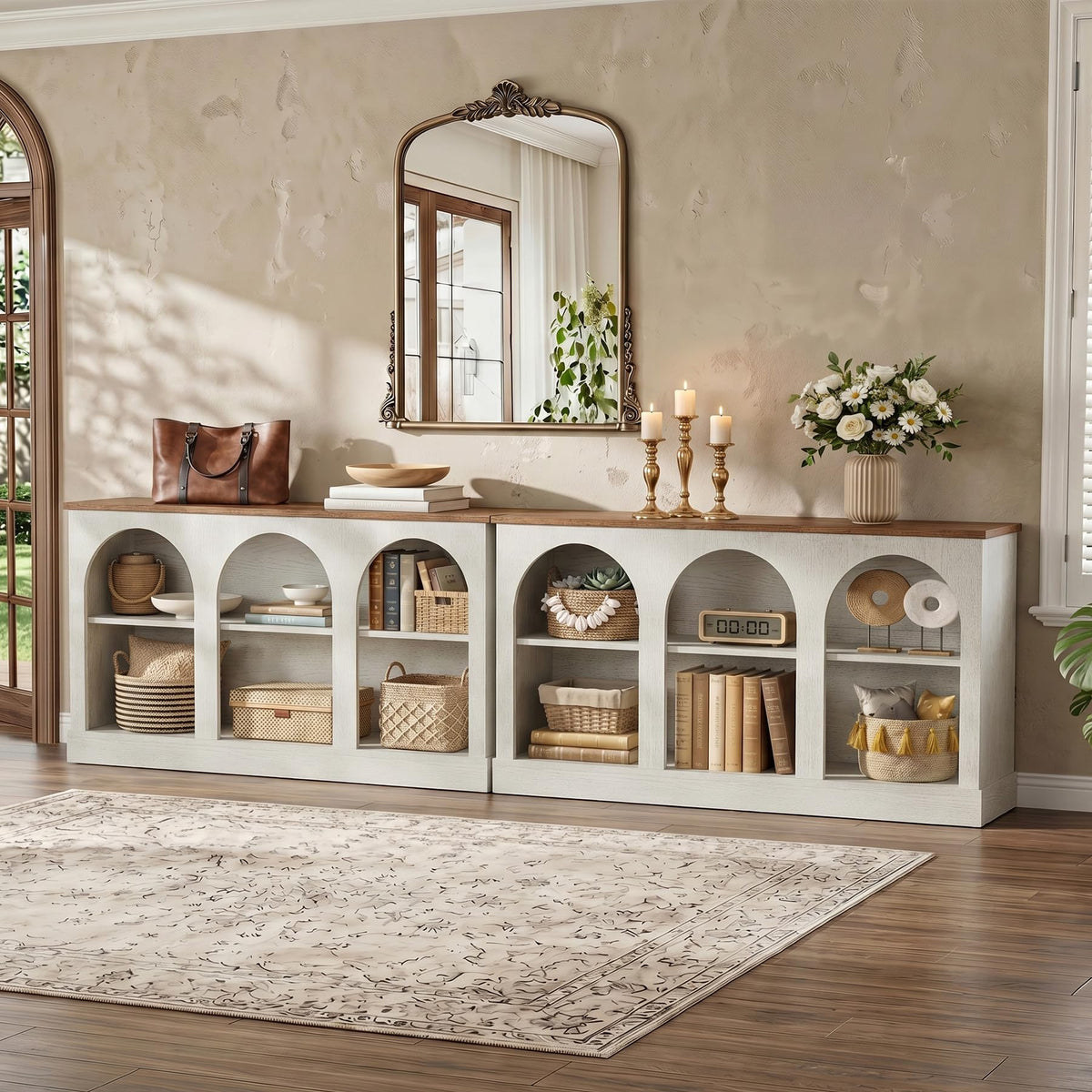 Tribesigns Black Console Table with Storage, 63" Long Arched Entryway Table