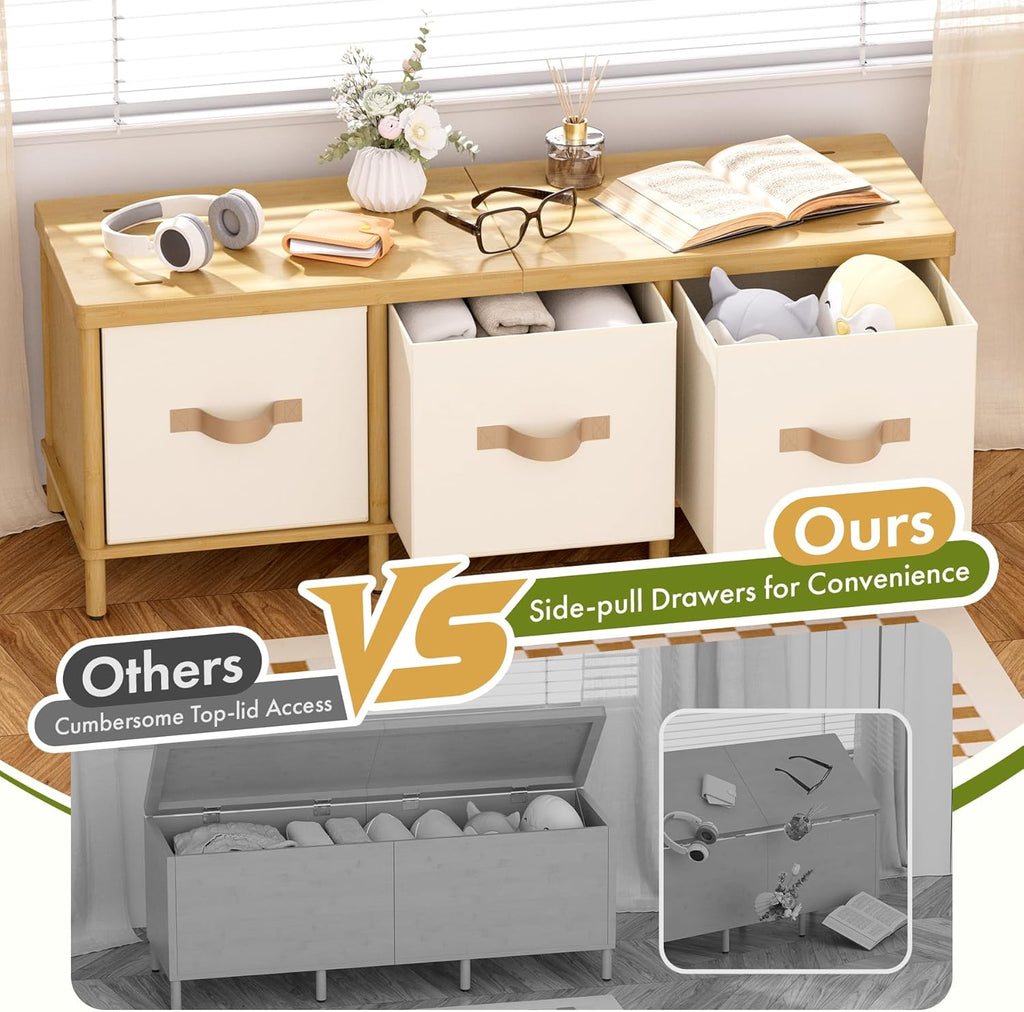 Shoe Bench, 43.3" Storage Bench, Entryway Bench with Cushion Seat