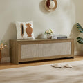55.1" Storage Chest Extra Large,Rattan Storage Bench(White Cream)