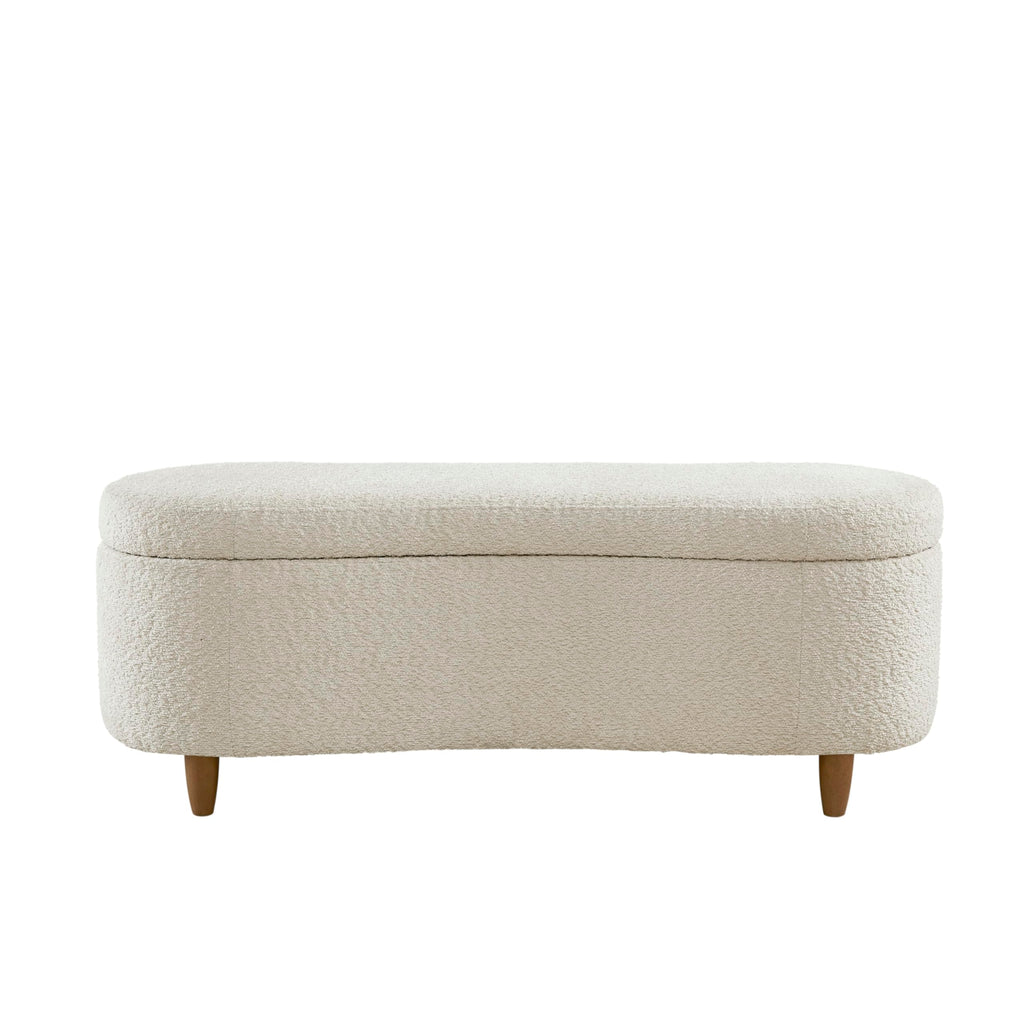 Bailey Boucle-Style Curved Storage Accent Bench