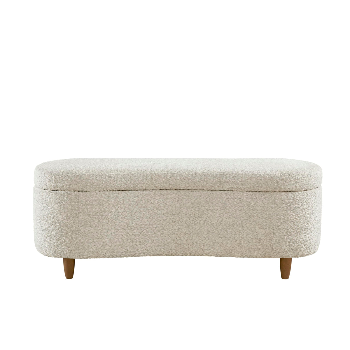 Bailey Boucle-Style Curved Storage Accent Bench