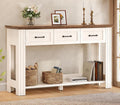 55" Farmhouse Console Table with 3 Drawers, Rustic Entryway Table