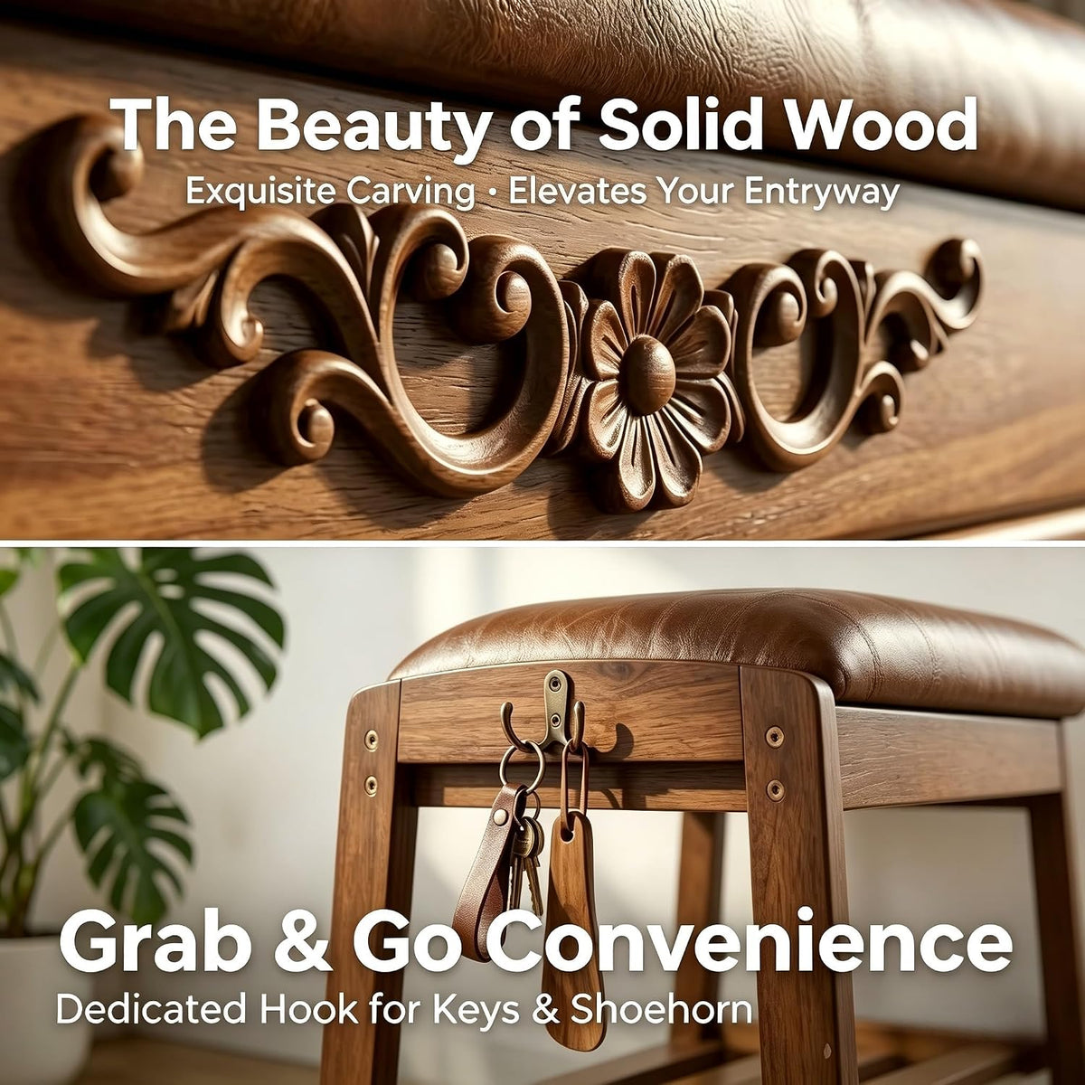 Shoe Rack Bench Solid Wood Entryway Shoe Storage Bench with Flip-Top 39.4''