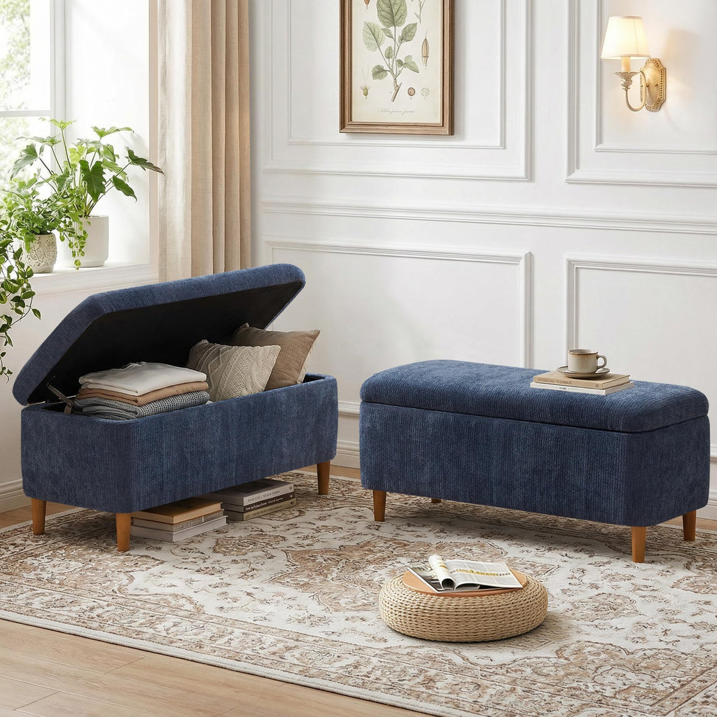 39.4" Ottoman with Storage Upholstered Storage Bench for Living Room