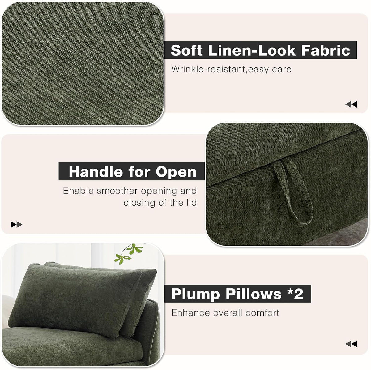 End of Bed Storage Bench King Size,51" Upholstered Bedroom Bench,Green