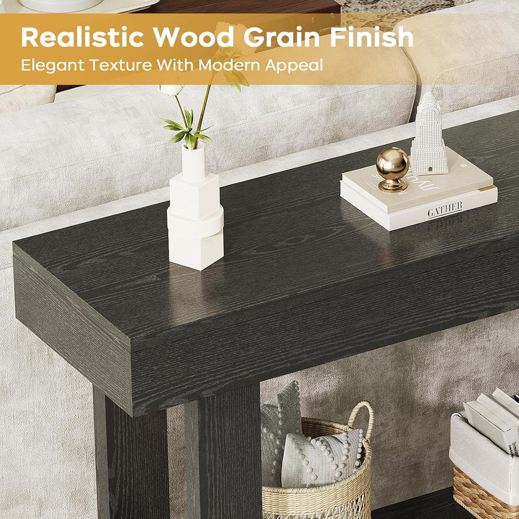 Console Table for Entryway, 47.2" Narrow Farmhouse Sofa Table Black
