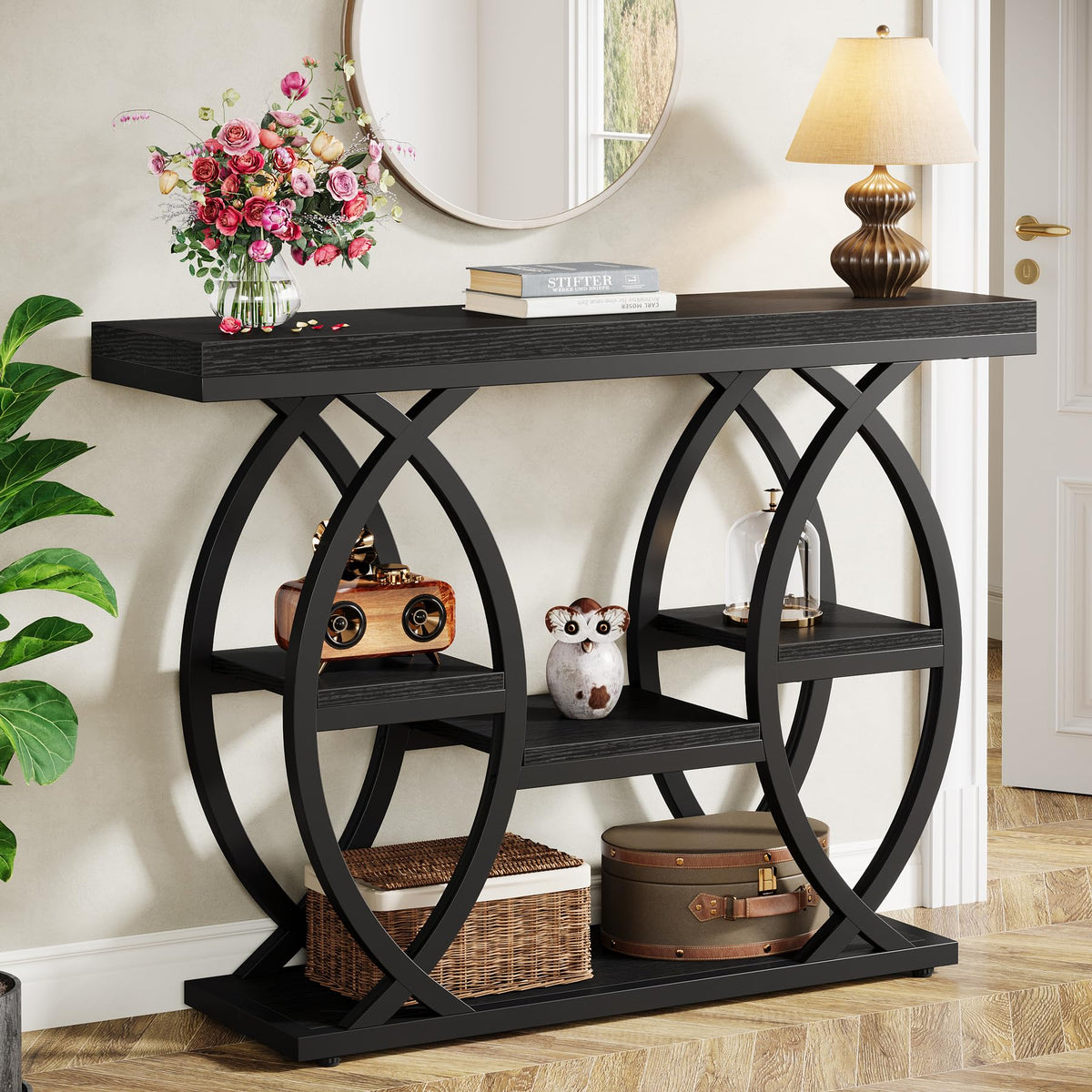 Tribesigns 39.4" Console Table, 4-Tier Sofa Table, Accent Tables, Grey