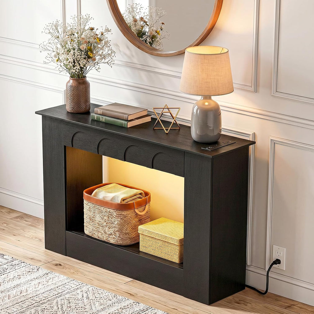 Unikito 43.3" Farmhouse Entryway Table, Console Table with Open Storage