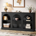 Tribesigns Black Console Table with Storage, 63" Long Arched Entryway Table