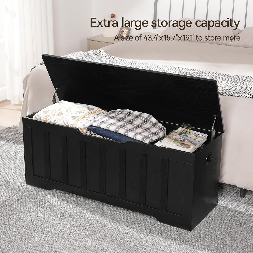 VANKILEY 47.2" Storage Chest Extra Large, Storage Bench(Black)