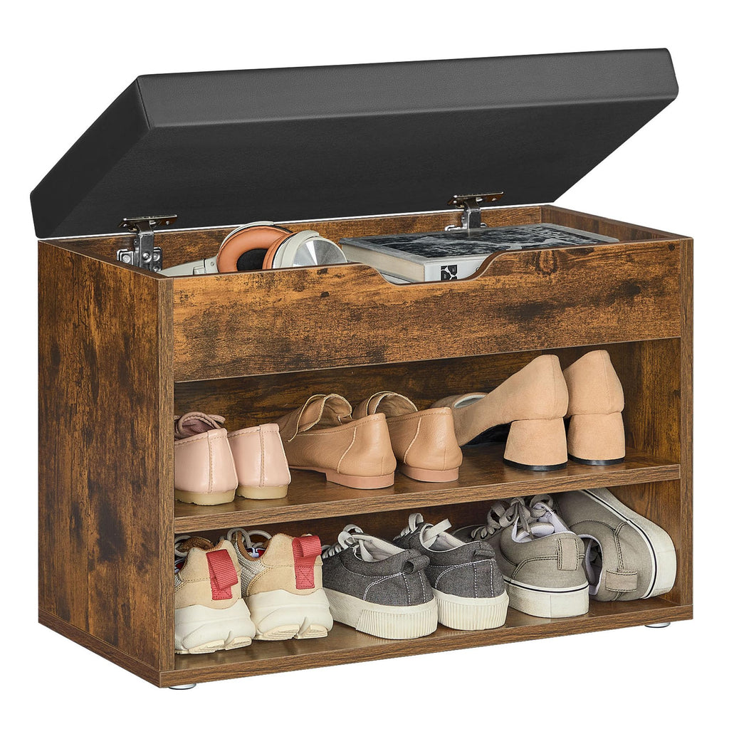 VASAGLE Storage Bench with Cushion, Shoe Bench,11.8 x 31.5 x 17.3 Inches