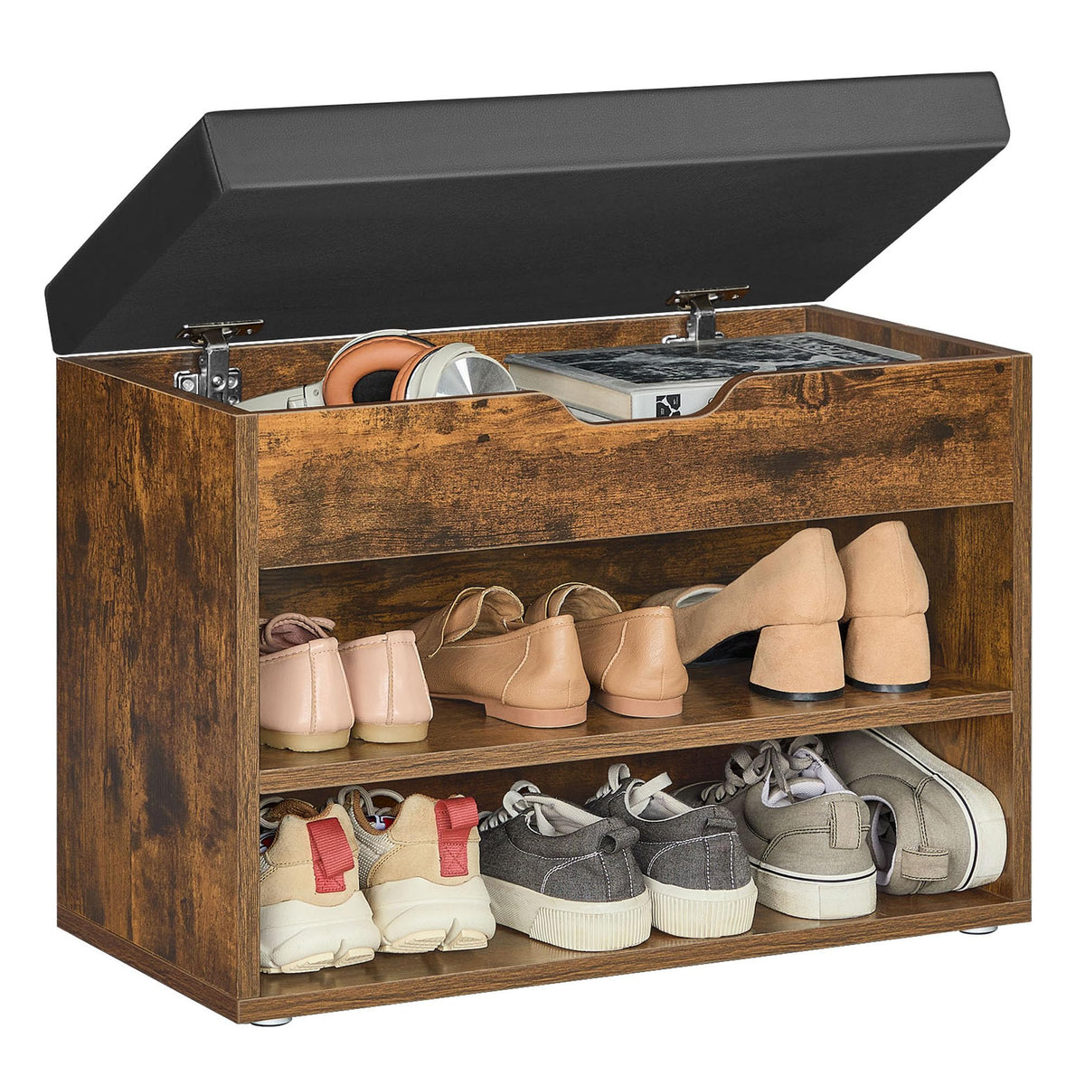 VASAGLE Storage Bench with Cushion, Shoe Bench,11.8 x 31.5 x 17.3 Inches