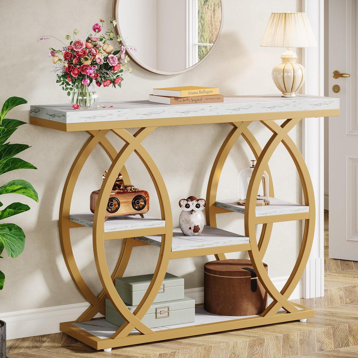 Tribesigns 39.4" Console Table, 4-Tier Sofa Table, Accent Tables, Grey