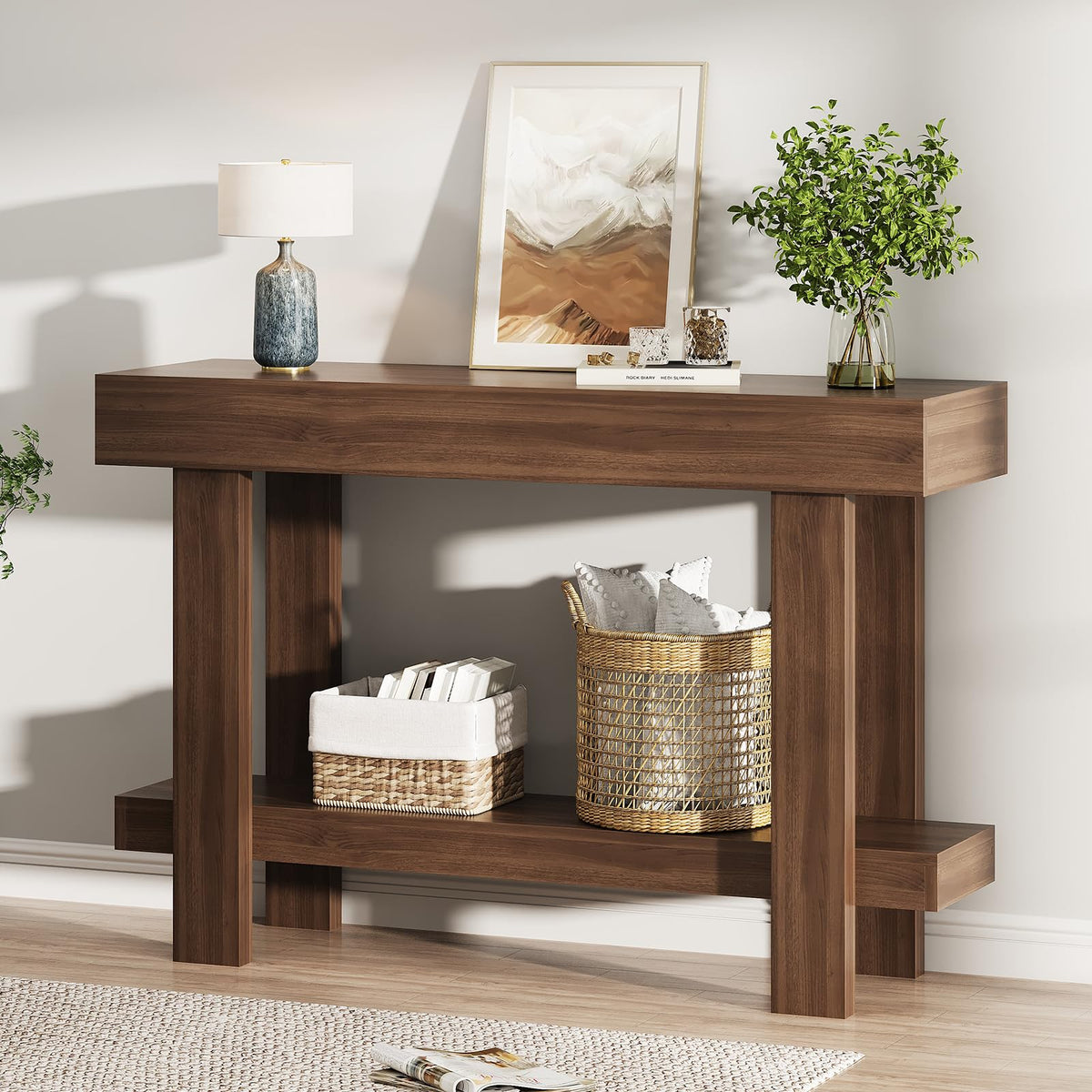Console Table for Entryway, 47.2" Narrow Farmhouse Sofa Table Black