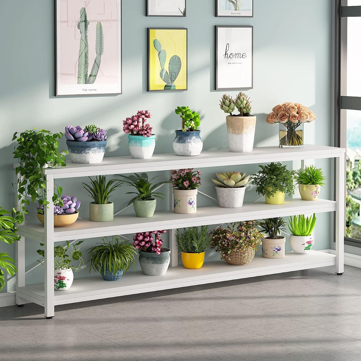 Sofa Table, 3 Tiers TV Stand 70.8 Inches Console Table Extra Long with Storage Shelves for Living Room, Entryway