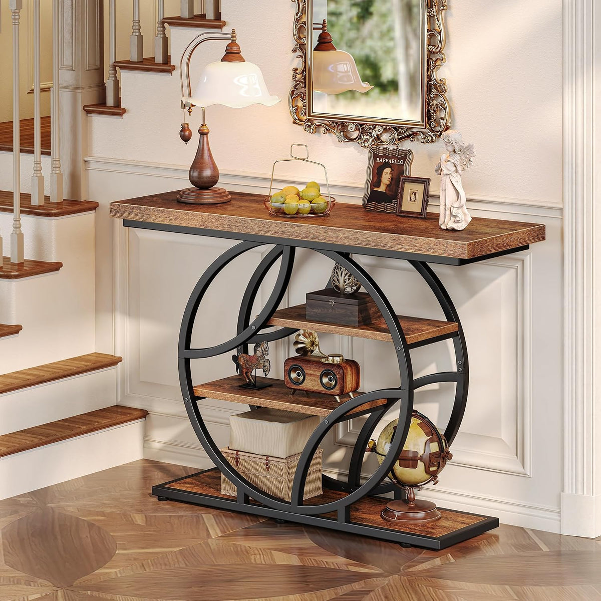Huuger 41.3 Inch Entryway Table with Artistic Curved Metal Frame,Sofa Table