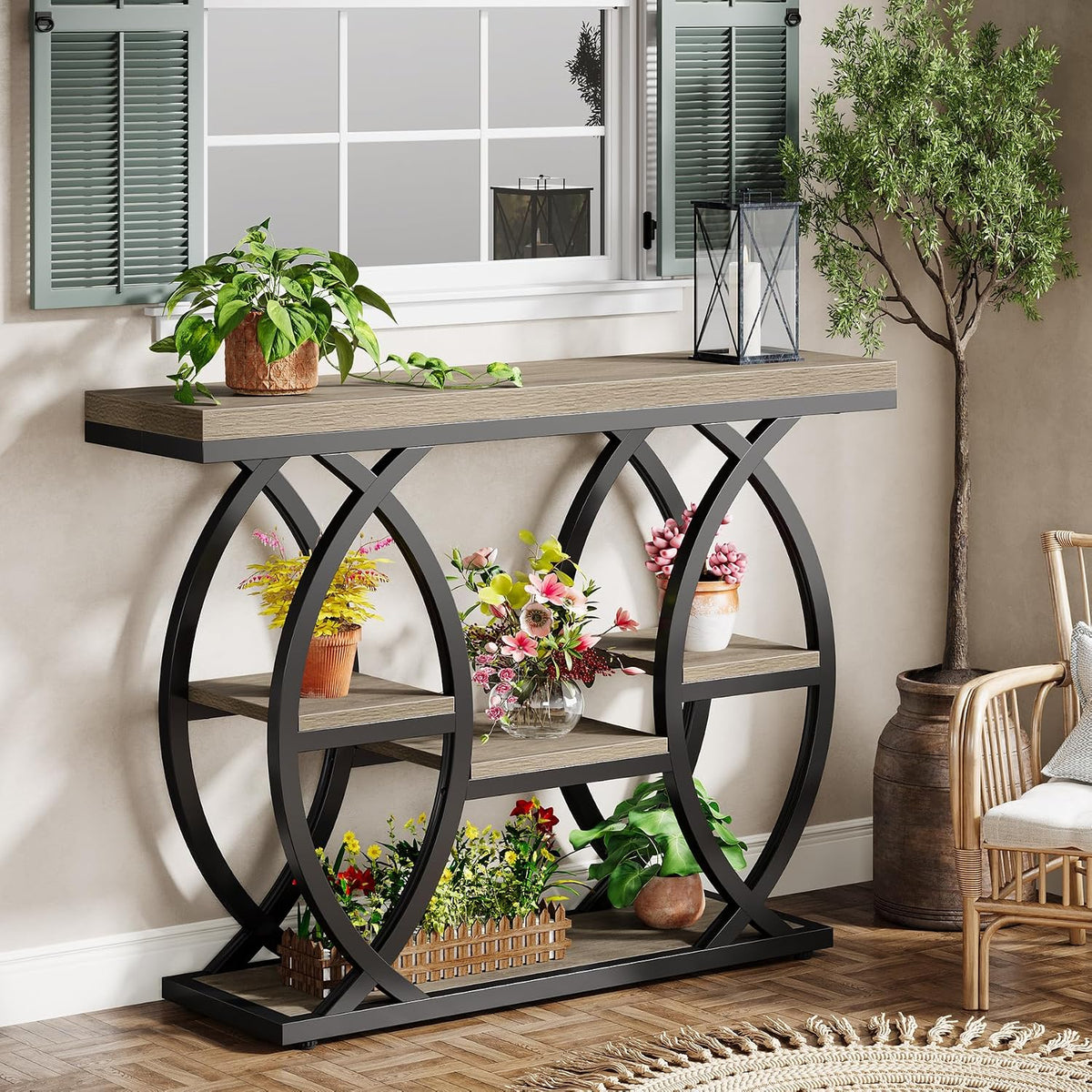 Tribesigns 39.4" Console Table, 4-Tier Sofa Table, Accent Tables, Grey