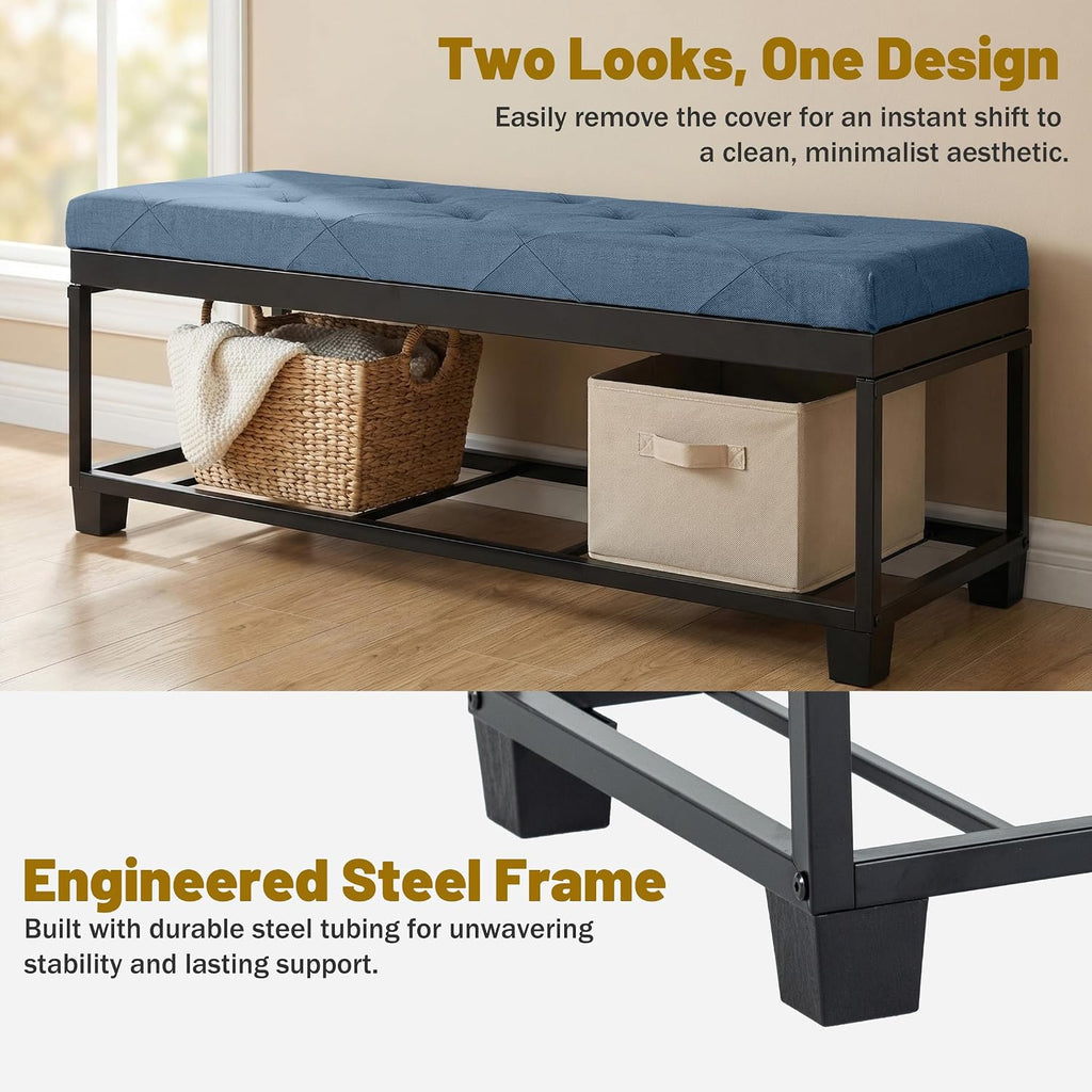 DUMOS Storage Ottoman Bench, 43.3 Inch End of Bed Bench for Living Room