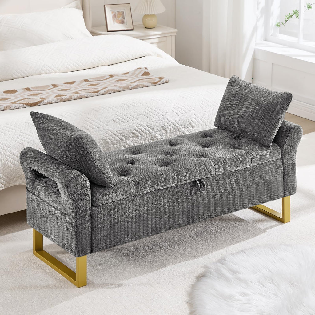 67" King Size End of Bed Storage Bench, Storage Benches for Bedroom, Green