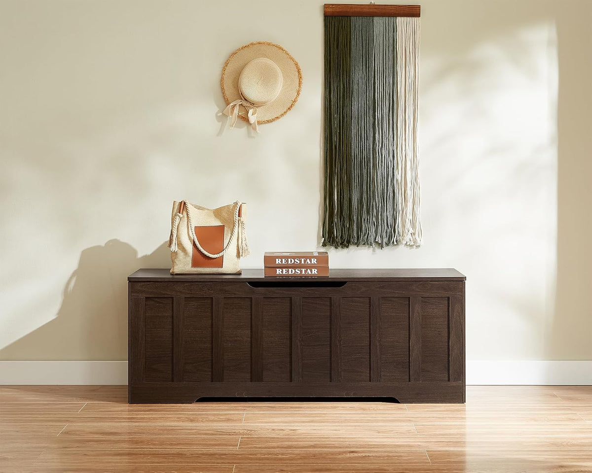 VANKILEY 51.2" Storage Chest Extra Large,Wooden Storage Bench(Espresso)