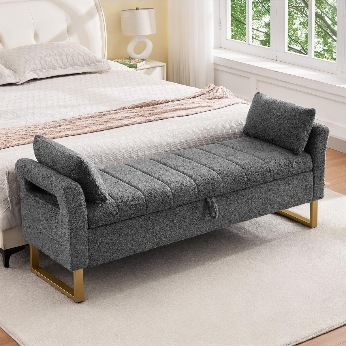 66" King Size Storage Bench for Bedroom End of Bed Benches with Storage