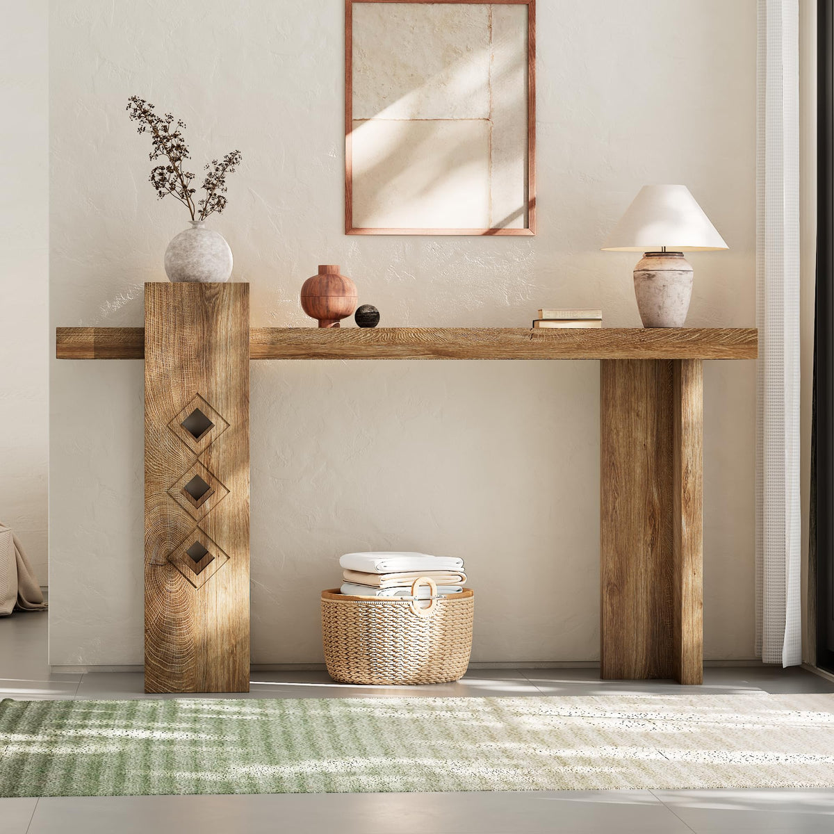 S.E.C.D 63" Modern Decorative Entryway Table, Long Wooden Accent Sofa Table