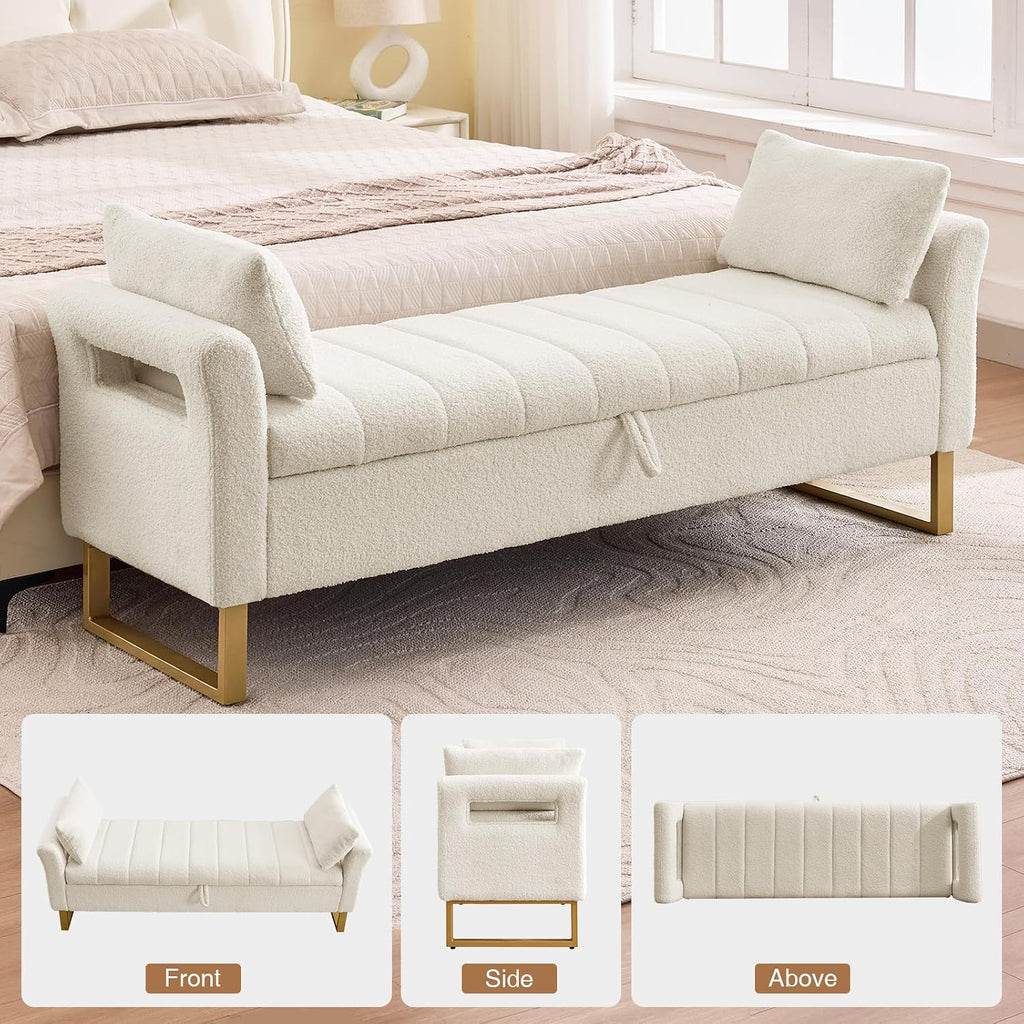 66" King Size Storage Bench for Bedroom End of Bed Benches with Storage