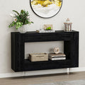 47" High Gloss Console Table with Hidden Side Storage, Black